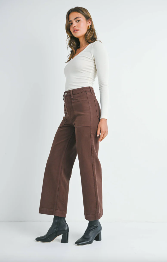 Utility Pocket Wide Leg Jean | Espresso