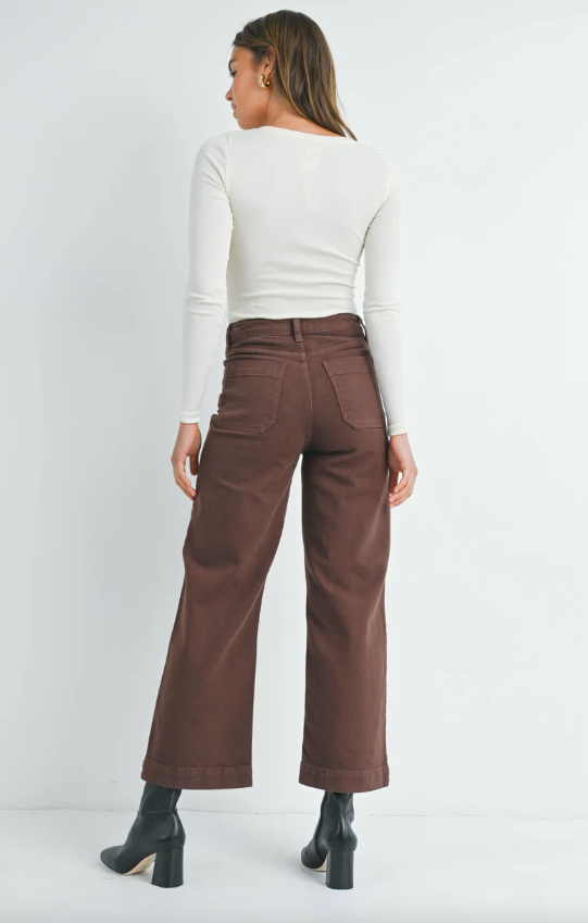 Utility Pocket Wide Leg Jean | Espresso