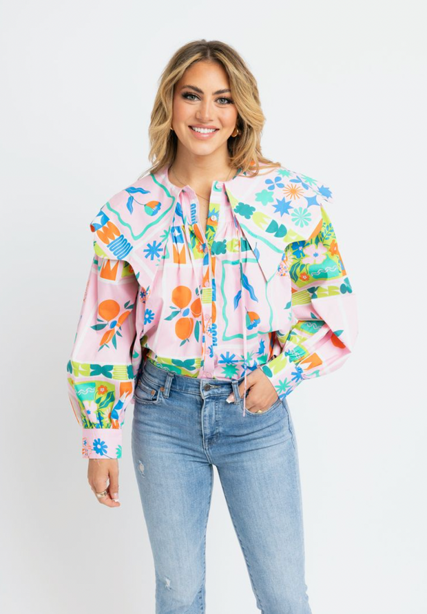 Fruit Frames Collared Top