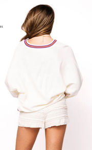 Licensed Clemson V Neck Sweater with Small Mascot