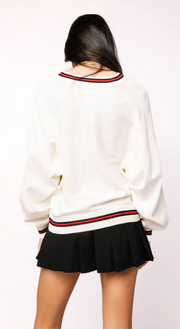 Licensed Georgia V Neck Sweater with Small Mascot