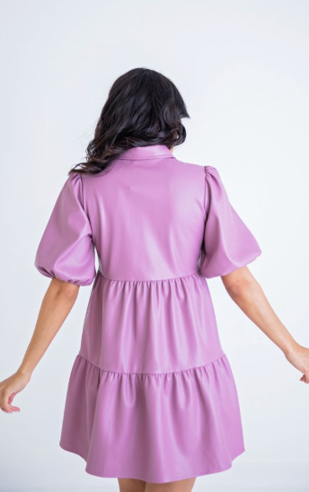 Landry Lilac Faux Leather Dress