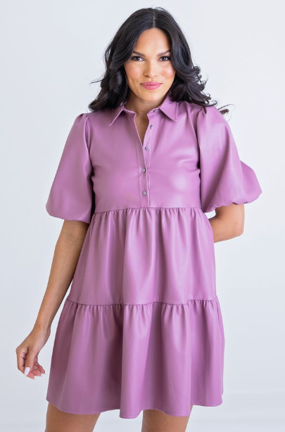 Landry Lilac Faux Leather Dress