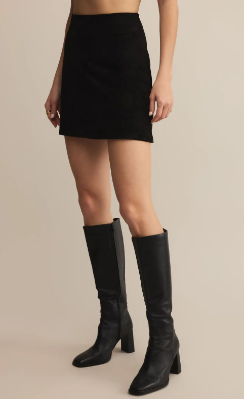Ciera Faux Suede Mini Skirt | Black