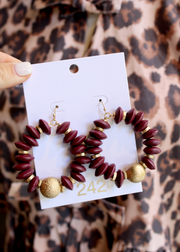 Beaded Beauty Hoop | Maroon