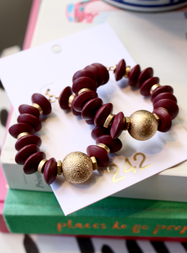 Beaded Beauty Hoop | Maroon