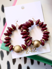 Beaded Beauty Hoop | Maroon