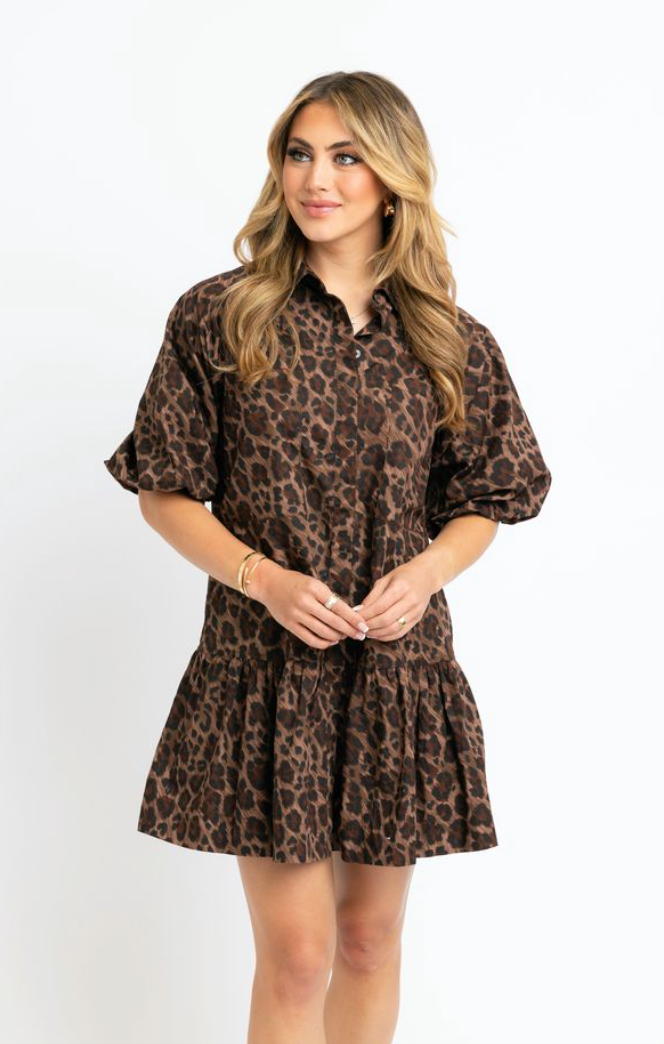 Sandi Ruffle Leopard Dress