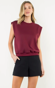 Button Shoulder Top | Garnet