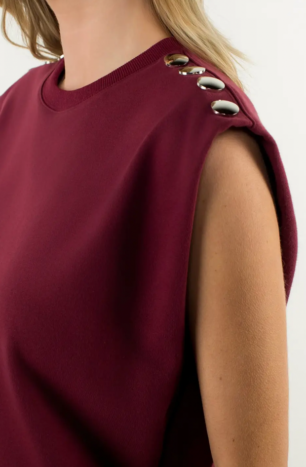 Button Shoulder Top | Garnet