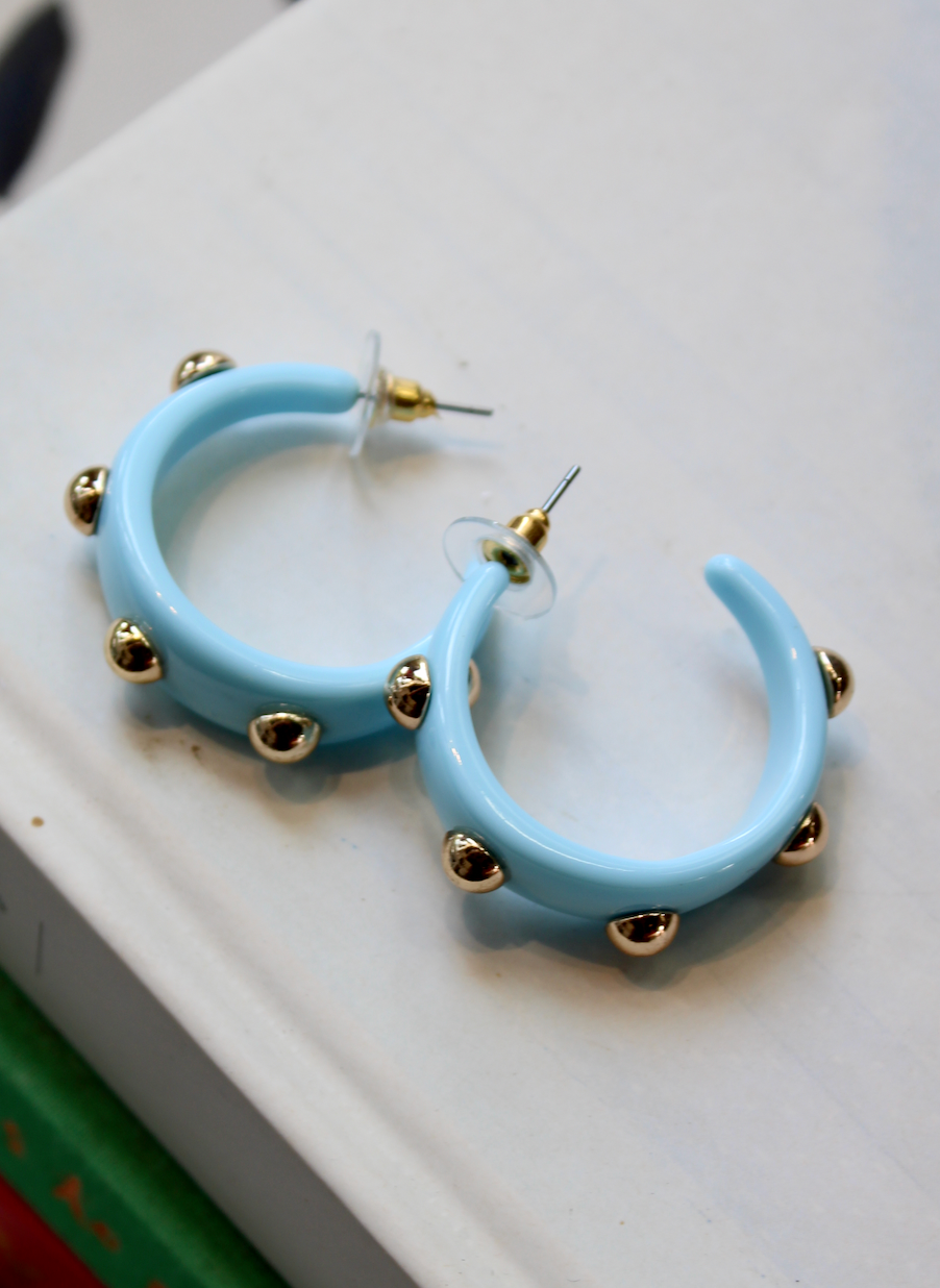 Sally Stud Hoop - Light Blue