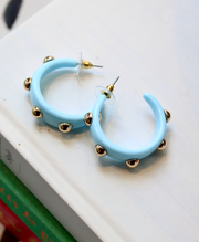 Sally Stud Hoop - Light Blue
