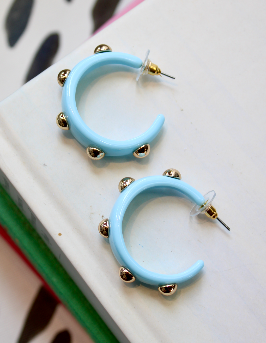 Sally Stud Hoop - Light Blue