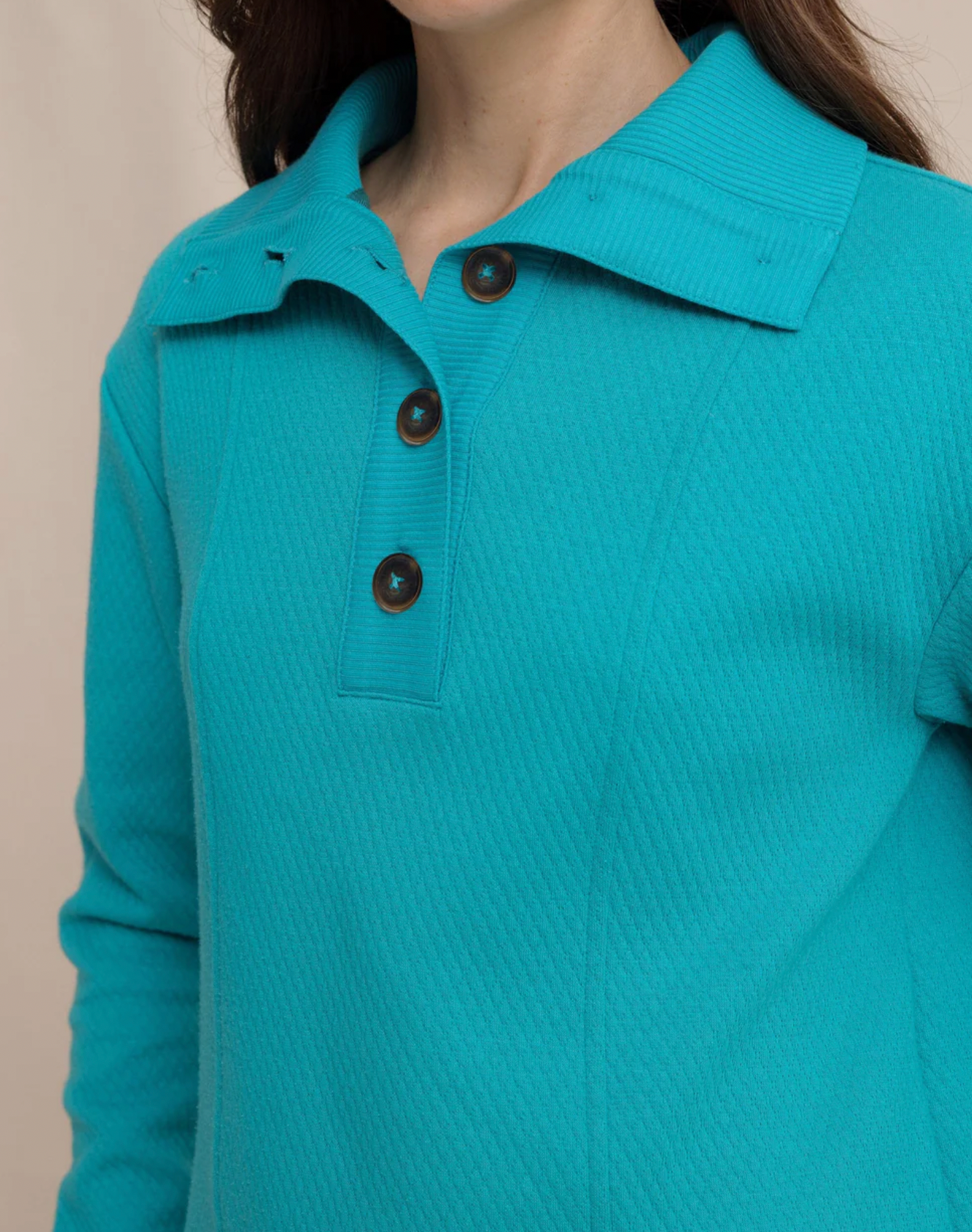 Tonya Button Mock Pullover | Spruce Shade