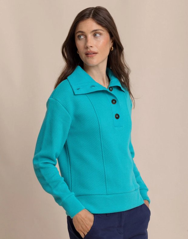 Tonya Button Mock Pullover | Spruce Shade