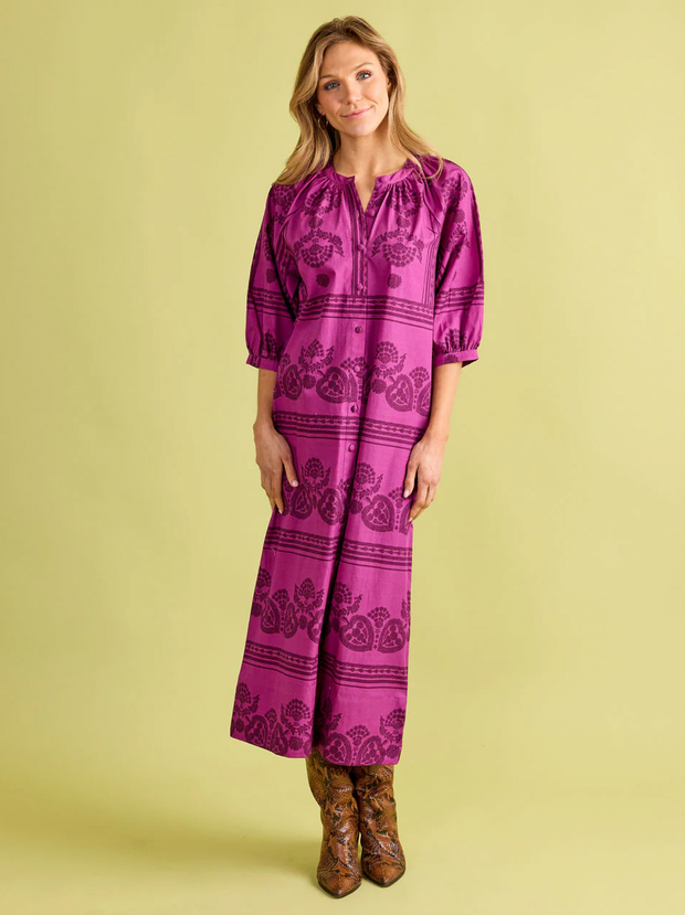 Madeleine Dress | Garden Motif Violet