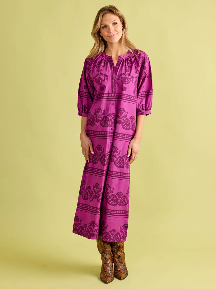 Madeleine Dress | Garden Motif Violet