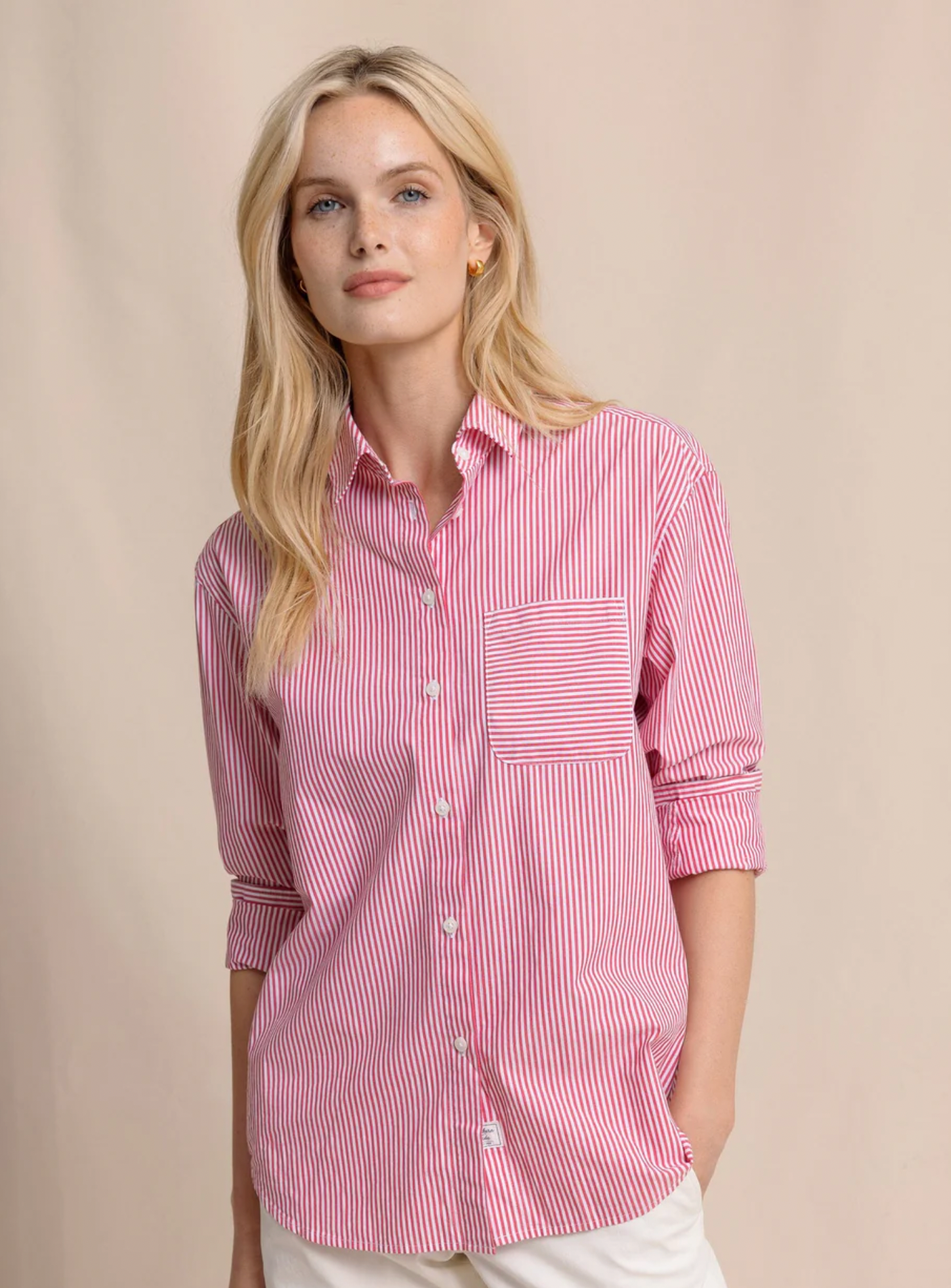 Katherine Stripe Shirt | Grenadine Red
