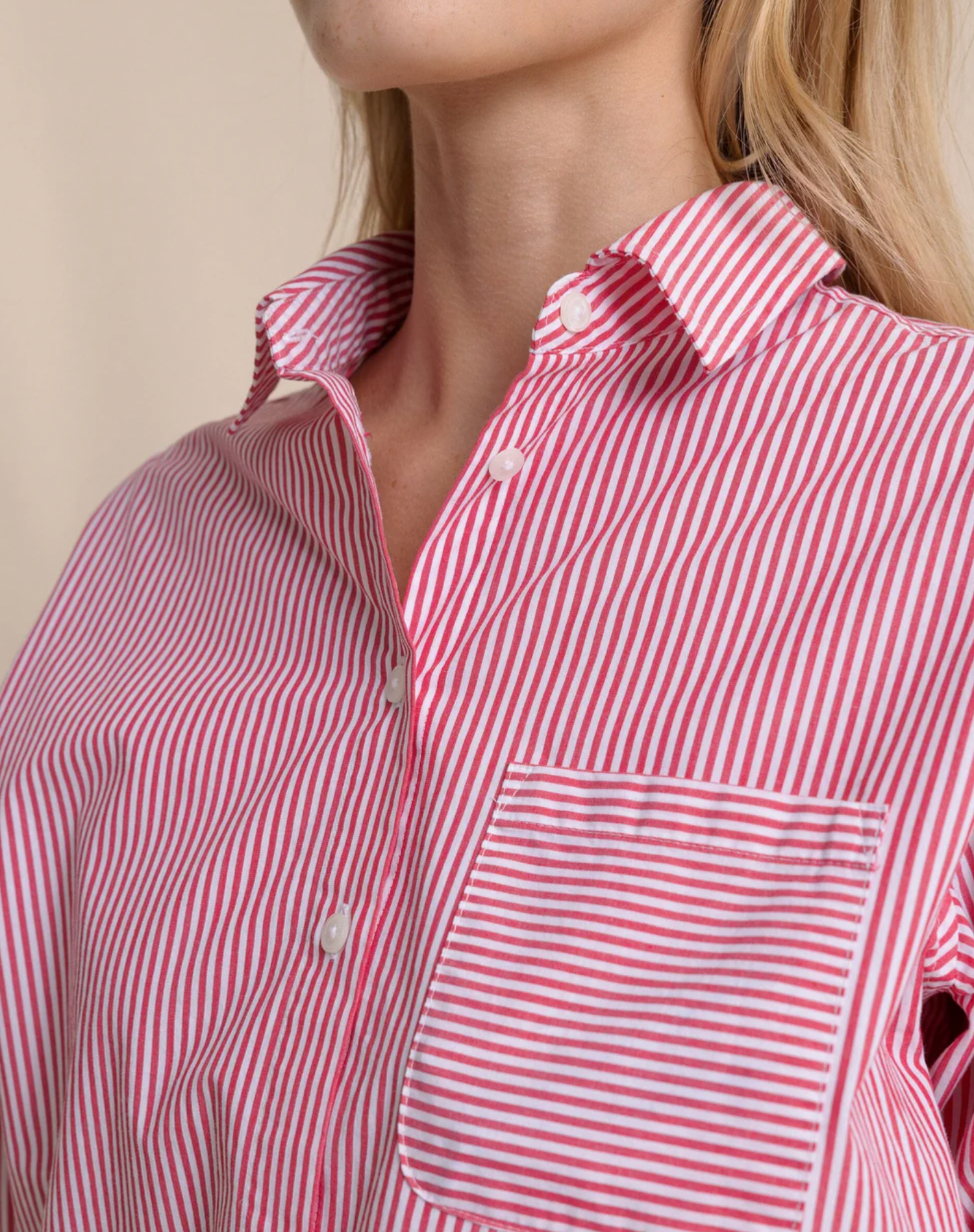 Katherine Stripe Shirt | Grenadine Red