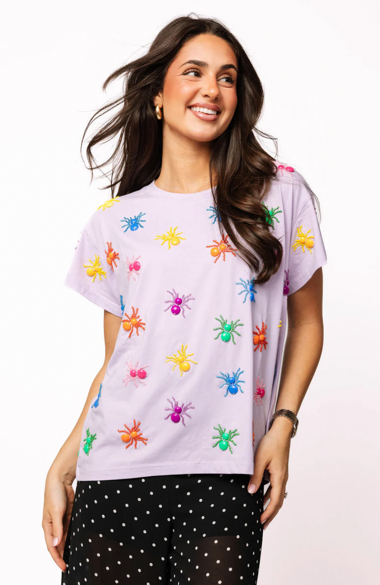Lavender Multi Beaded Spider Tee