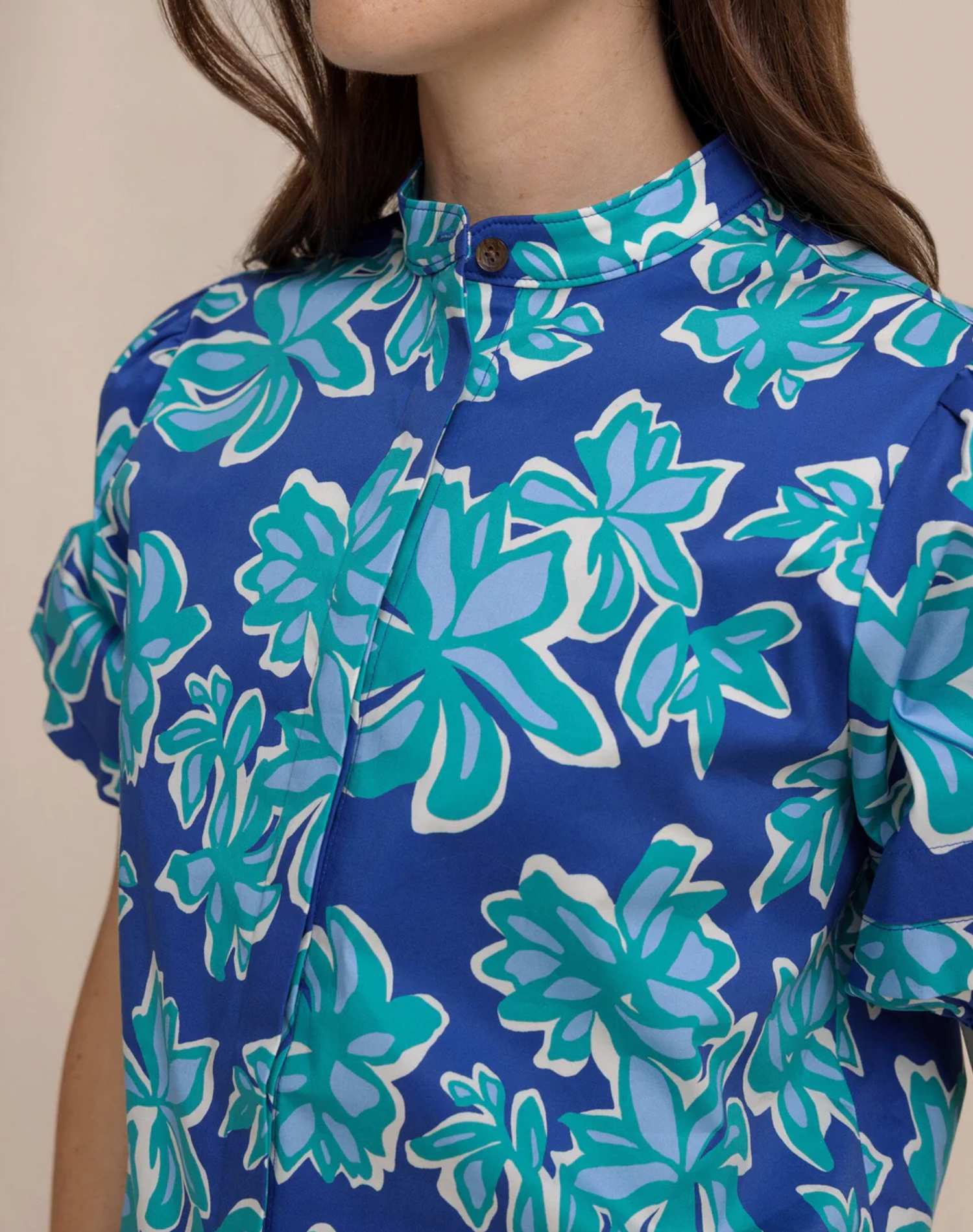Payge Poplin Top | Surf Blue
