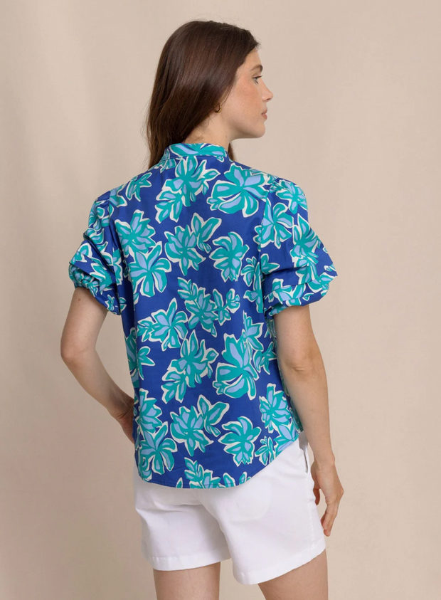 Payge Poplin Top | Surf Blue