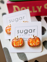 Glitter Pumpkin Studs