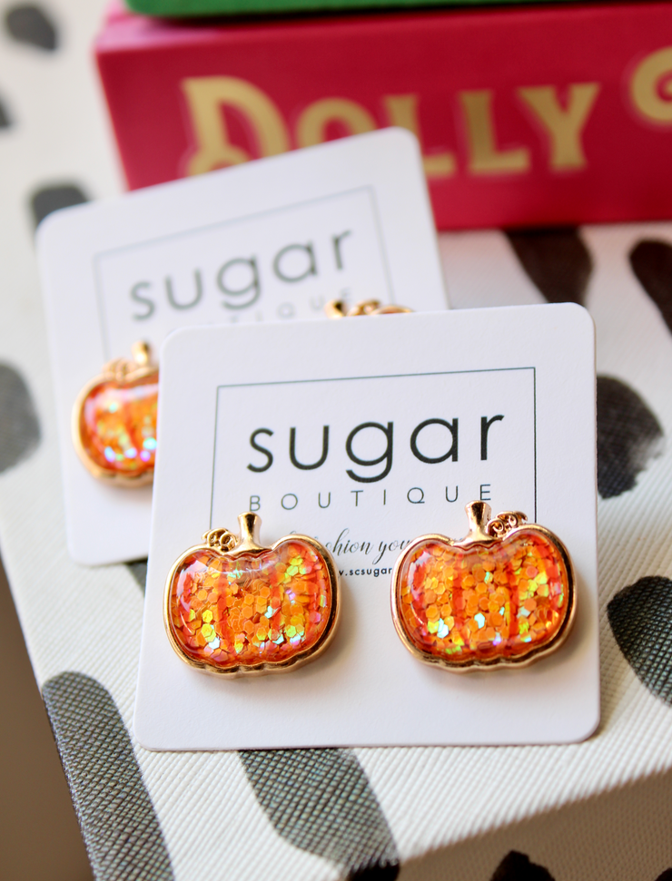 Glitter Pumpkin Studs