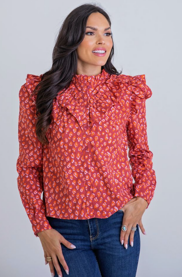 Vermont Leopard Ruffle Top