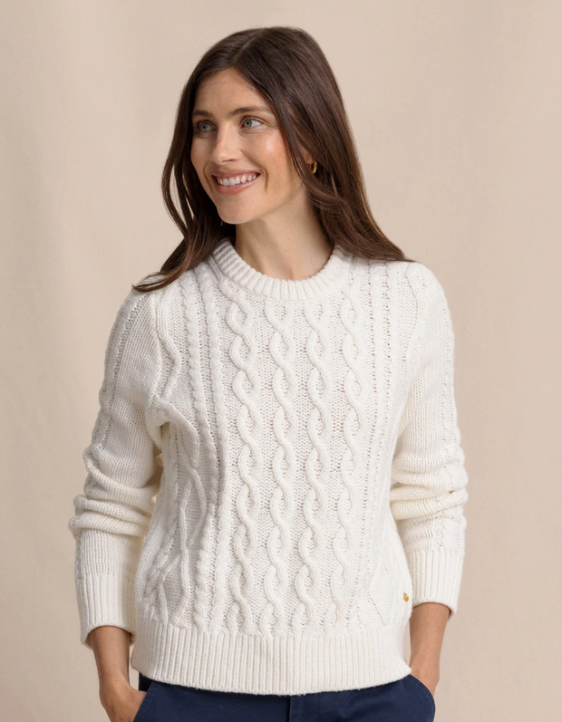 Connie Cable Knit Sweater | Sand White