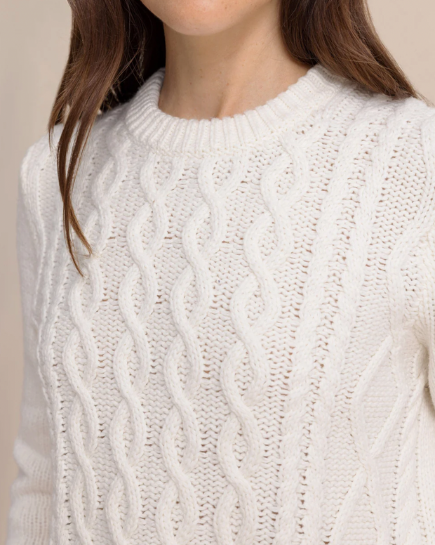 Connie Cable Knit Sweater | Sand White