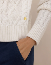 Connie Cable Knit Sweater | Sand White