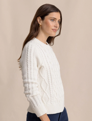 Connie Cable Knit Sweater | Sand White