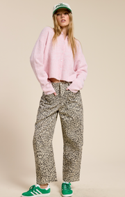 Leopard Print Low Rise Barrel Jean