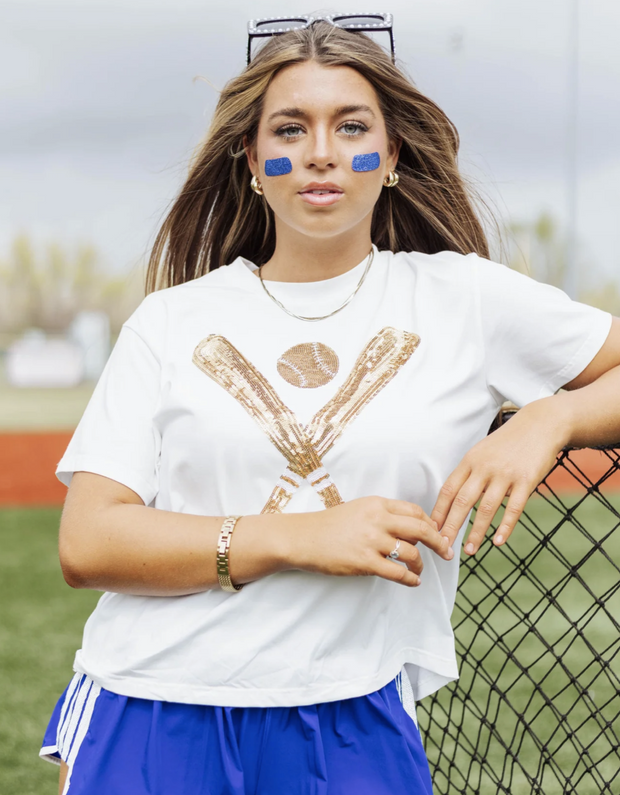 Baseball Sequin Tee - XS, S