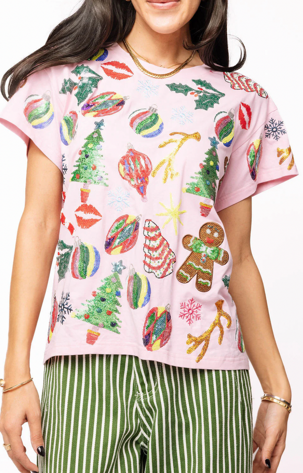 Light Pink Christmas Icons Tee