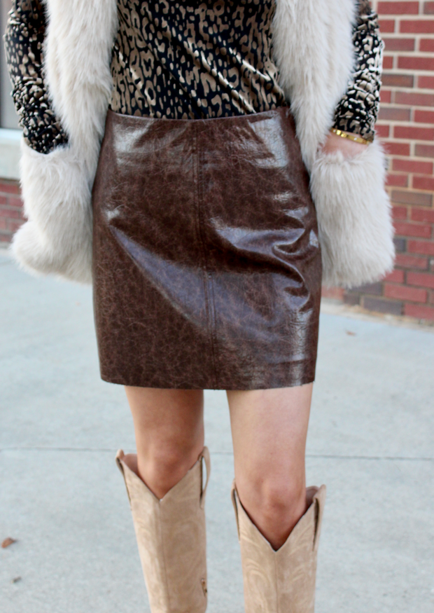 Vintage Faux Leather Skirt | Chocolate