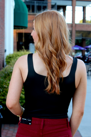 Solid Square Bodysuit | Black