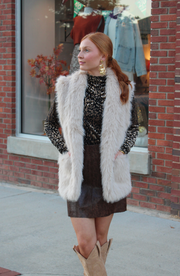 Vintage Faux Leather Skirt | Chocolate