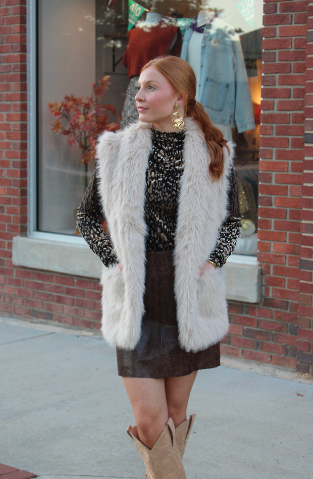 Vintage Faux Leather Skirt | Chocolate