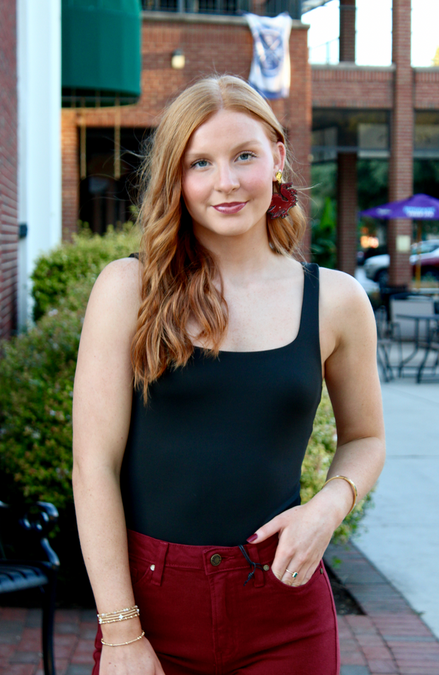 Solid Square Bodysuit | Black