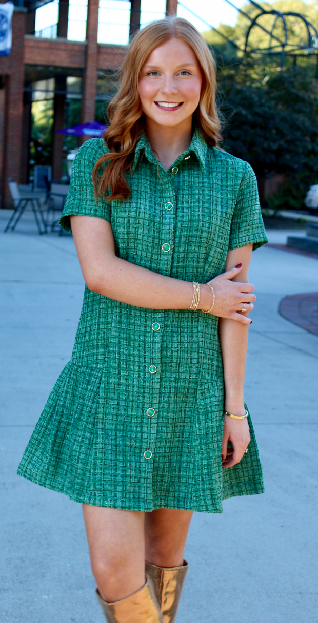 Morgan Tweed Dress | Green