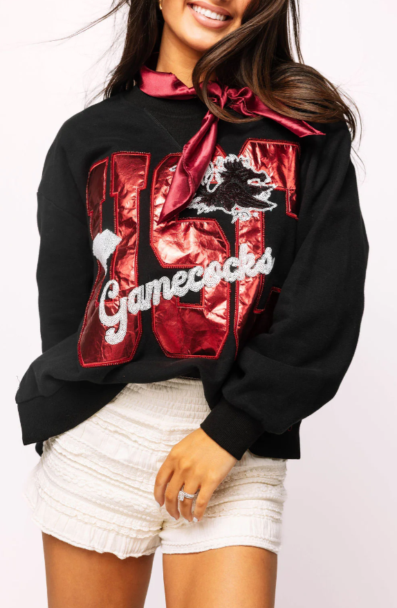 Licensed Metallic Word Icon Sweatshirt | Carolina - SMALL