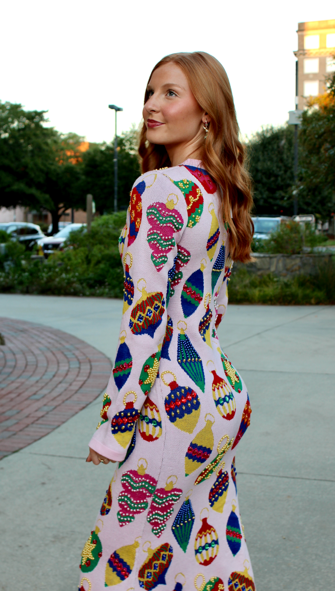 Light Pink Multi Jeweled Knit Ornament Dress