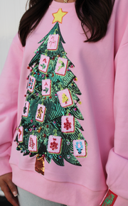 Pink Mahjong Christmas Tree Sweatshirt