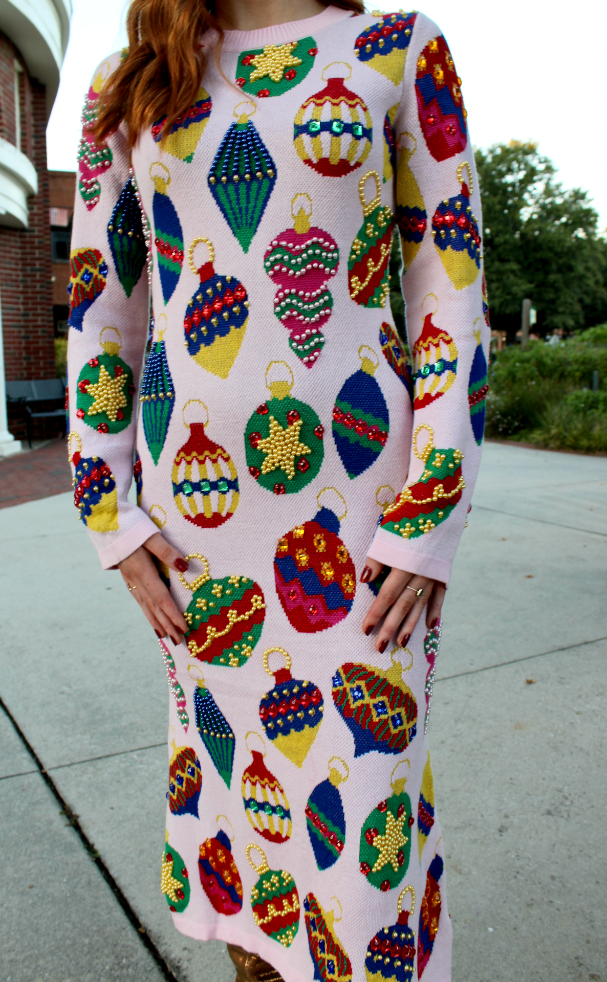 Light Pink Multi Jeweled Knit Ornament Dress