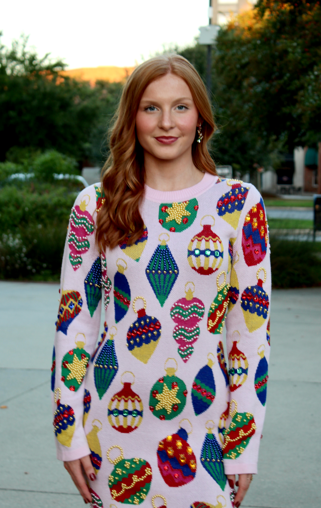 Light Pink Multi Jeweled Knit Ornament Dress