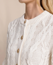 Clarke Cable Knit Cardigan | Sand White