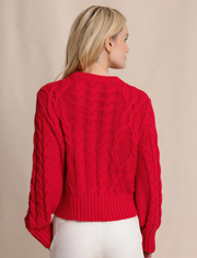 Clarke Cable Knit Cardigan | Crab Red