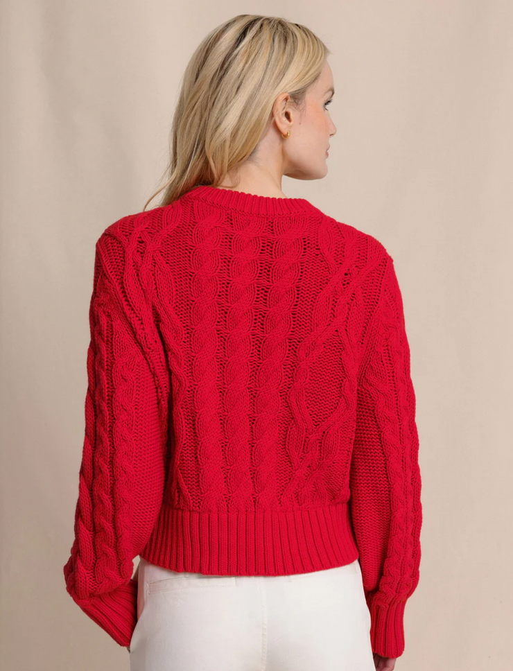 Clarke Cable Knit Cardigan | Crab Red